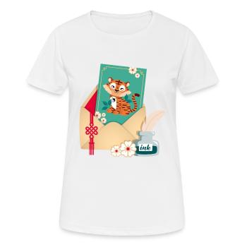 Tigerkarte mit Briefumschlag - Frauen T-Shirt atmungsaktiv - Weiß - Vorne - AI Model Female 172 dark (172cm)