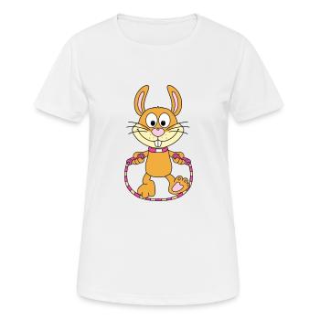 HASE - KANINCHEN - SPRINGSEIL - SEILSPRINGEN - Frauen T-Shirt atmungsaktiv - Weiß - Vorne - AI Model Female 172 dark (172cm)