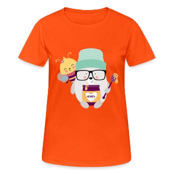 Ours avec abeille - T-shirt respirant Femme - orange néon - Devant - AI Model Female 172 dark (172cm)