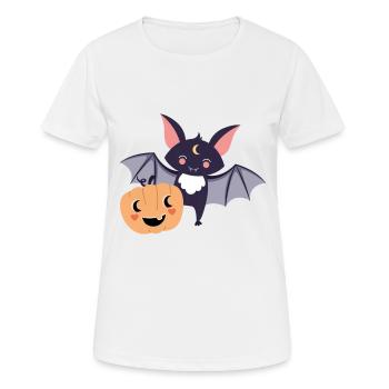 Bat with pumpkin - Women's Breathable T-Shirt - white - Front - AI Model Female 172 dark (172cm)