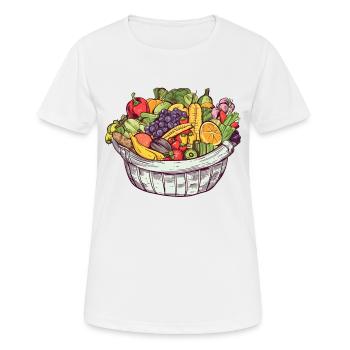 A basket filled with vegetables and fruit, transparent - Women's Breathable T-Shirt - white - Front - AI Model Female 172 dark (172cm)