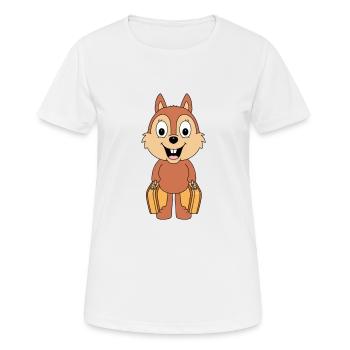 REISE - URLAUB - EICHHÖRNCHEN - AUSWANDERER - TIER - Frauen T-Shirt atmungsaktiv - Weiß - Vorne - AI Model Female 172 dark (172cm)