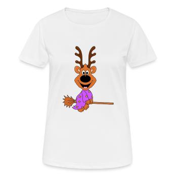REH - HEXE - HEXENBESEN - FLIEGEN - TIER - Frauen T-Shirt atmungsaktiv - Weiß - Vorne - AI Model Female 172 dark (172cm)