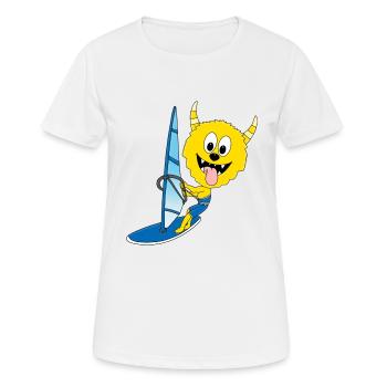 WINDSURFER - MONSTER - SURFER - WASSERSPORT - Frauen T-Shirt atmungsaktiv - Weiß - Vorne - AI Model Female 172 dark (172cm)