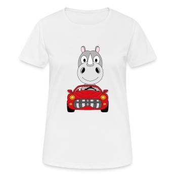 AUTO - NASHORN - CABRIO - TIER - TIERISCH - Frauen T-Shirt atmungsaktiv - Weiß - Vorne - AI Model Female 172 dark (172cm)