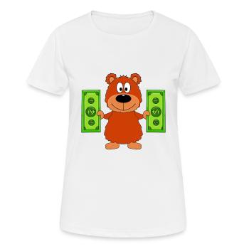 GELD - GELDSCHEINE - TEDDY - BÄR - TEDDYBÄR - Frauen T-Shirt atmungsaktiv - Weiß - Vorne - AI Model Female 172 dark (172cm)