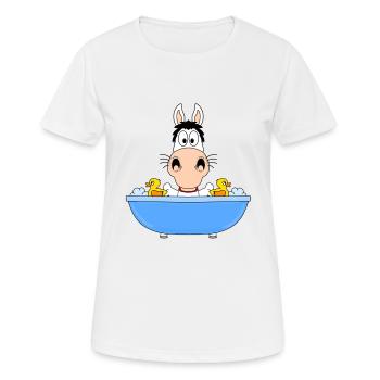 PFERD - BADEN - BADEWANNE - TIER - KIND - BABY - Frauen T-Shirt atmungsaktiv - Weiß - Vorne - AI Model Female 172 dark (172cm)