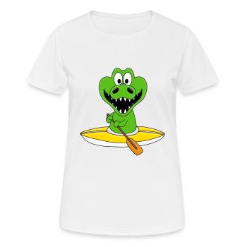 WASSERSPORT - KROKODIL - KAJAK - KANU - TIER - Frauen T-Shirt atmungsaktiv - Weiß - Vorne - AI Model Female 172 dark (172cm)