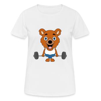 BODYBUILDING - FITNESS - TEDDY - BÄR - SPORT - Frauen T-Shirt atmungsaktiv - Weiß - Vorne - AI Model Female 172 dark (172cm)