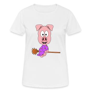HEXE - SCHWEIN - HEXENBESEN - TIER - KIND - BABY - Frauen T-Shirt atmungsaktiv - Weiß - Vorne - AI Model Female 172 dark (172cm)