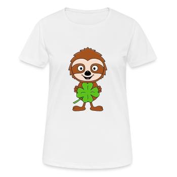 KLEEBLATT - FAULTIER - TIER - KIND - BABY - GLÜCK - Frauen T-Shirt atmungsaktiv - Weiß - Vorne - AI Model Female 172 dark (172cm)