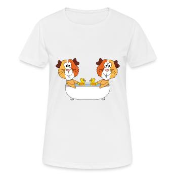 MEERSCHWEINCHEN - BADEWANNE - BADEN - TIERE - Frauen T-Shirt atmungsaktiv - Weiß - Vorne - AI Model Female 172 dark (172cm)