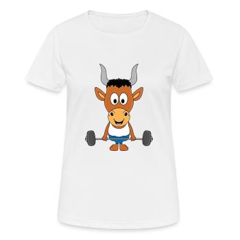 FITNESS - SPORT - GEWICHTHEBEN - BODYBUILDING - Frauen T-Shirt atmungsaktiv - Weiß - Vorne - AI Model Female 172 dark (172cm)