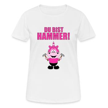 EINHORN - HANDWERKER - DU BIST HAMMER! - Frauen T-Shirt atmungsaktiv - Weiß - Vorne - AI Model Female 172 dark (172cm)