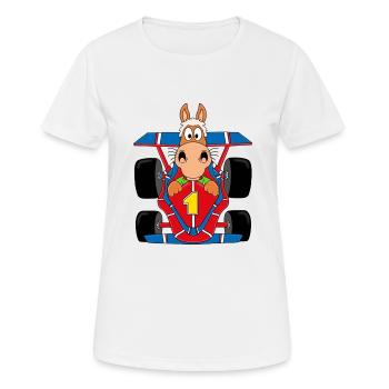 RENNWAGEN - AUTO - PFERD - PONY - AUTORENNEN - Frauen T-Shirt atmungsaktiv - Weiß - Vorne - AI Model Female 172 dark (172cm)