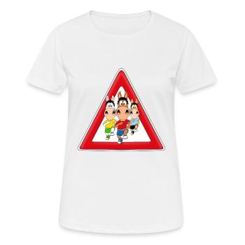 ACHTUNG - PFERDERENNEN - PFERDE - TIERISCH - Frauen T-Shirt atmungsaktiv - Weiß - Vorne - AI Model Female 172 dark (172cm)