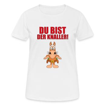 DU BIST DER KNALLER! - PFERD - MÖHREN - COWBOY - Frauen T-Shirt atmungsaktiv - Weiß - Vorne - AI Model Female 172 dark (172cm)