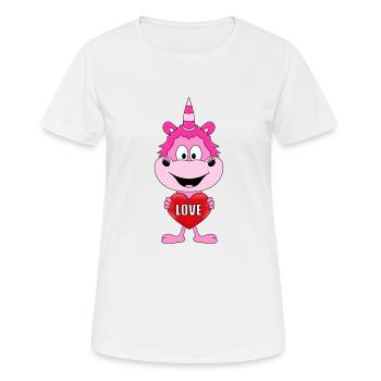 EINHORN - HERZ - LIEBE - LOVE - UNICORN - Frauen T-Shirt atmungsaktiv - Weiß - Vorne - AI Model Female 172 dark (172cm)