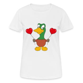 LUFTBALLONS - HERZEN - ENTE - TIERISCH - VERLIEBT - Frauen T-Shirt atmungsaktiv - Weiß - Vorne - AI Model Female 172 dark (172cm)