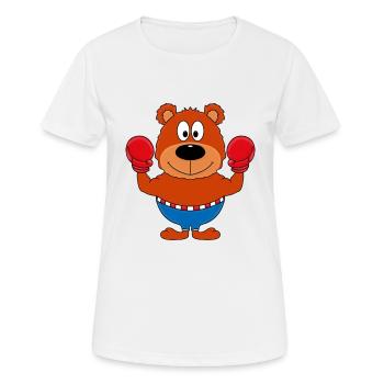 BOXER - BOXEN - SPORT - TEDDY - TEDDYBÄR - Frauen T-Shirt atmungsaktiv - Weiß - Vorne - AI Model Female 172 dark (172cm)