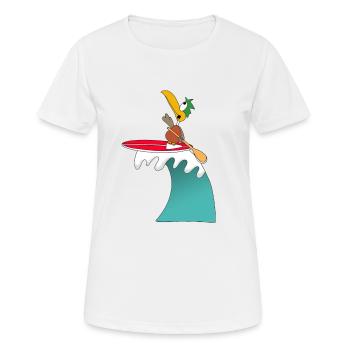 STAND UP PADDLING - WELLENREITER - SURFER - ENTE - Frauen T-Shirt atmungsaktiv - Weiß - Vorne - AI Model Female 172 dark (172cm)