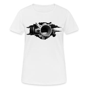 Dunkle Drosselklappe - Frauen T-Shirt atmungsaktiv - Weiß - Vorne - AI Model Female 172 dark (172cm)
