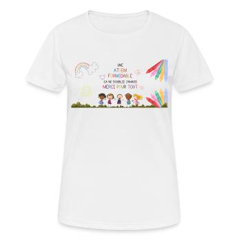 Une ATSEM formidable çà ne s'oublie pas - T-shirt respirant Femme - blanc - Devant - AI Model Female 172 dark (172cm)
