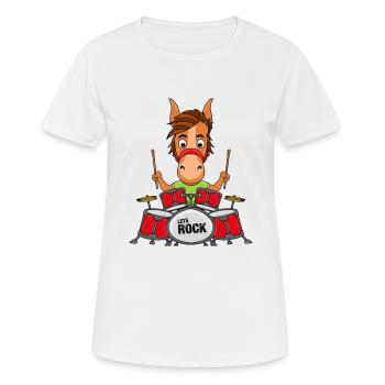MUSIKER - SCHLAGZEUG - PFERD - PONY - TROMMLER - Frauen T-Shirt atmungsaktiv - Weiß - Vorne - AI Model Female 172 dark (172cm)