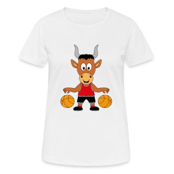 BASKETBALL - BALLSPORT - SPORT - TIER - KIND - Frauen T-Shirt atmungsaktiv - Weiß - Vorne - AI Model Female 172 dark (172cm)