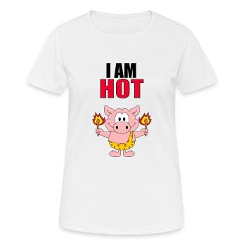 I AM HOT - SCHWEIN - FEUER - STEINZEIT - TIER - Frauen T-Shirt atmungsaktiv - Weiß - Vorne - AI Model Female 172 dark (172cm)