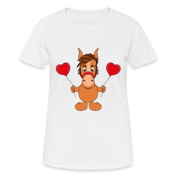 LUFTBALLONS - HERZCHEN - LIEBE - PFERD - PONY - Frauen T-Shirt atmungsaktiv - Weiß - Vorne - AI Model Female 172 dark (172cm)