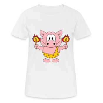 SCHWEIN - FEUER - Frauen T-Shirt atmungsaktiv - Weiß - Vorne - AI Model Female 172 dark (172cm)