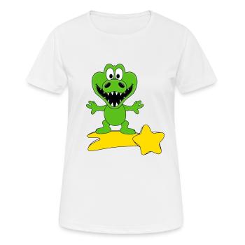 KROKODIL - STERNSCHNUPPE - Frauen T-Shirt atmungsaktiv - Weiß - Vorne - AI Model Female 172 dark (172cm)