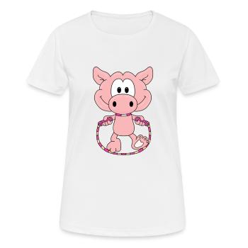 SCHWEIN - SPRINGSEIL - Frauen T-Shirt atmungsaktiv - Weiß - Vorne - AI Model Female 172 dark (172cm)