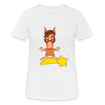 STERNSCHNUPPE - PFERD - Frauen T-Shirt atmungsaktiv - Weiß - Vorne - AI Model Female 172 dark (172cm)