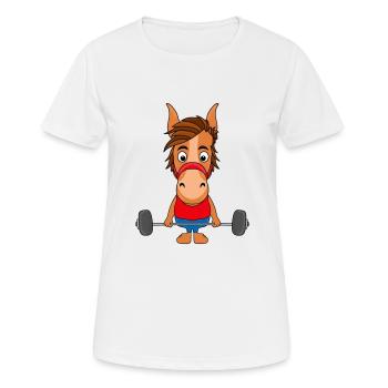 GEWICHTHEBER - PFERD - Frauen T-Shirt atmungsaktiv - Weiß - Vorne - AI Model Female 172 dark (172cm)