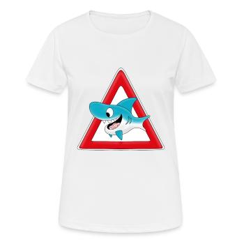 ACHTUNG HAI - Frauen T-Shirt atmungsaktiv - Weiß - Vorne - AI Model Female 172 dark (172cm)
