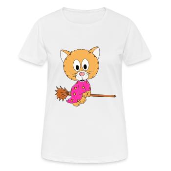 KATZE - HEXE - Frauen T-Shirt atmungsaktiv - Weiß - Vorne - AI Model Female 172 dark (172cm)