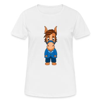 BRÄUTIGAM - PFERD - Frauen T-Shirt atmungsaktiv - Weiß - Vorne - AI Model Female 172 dark (172cm)