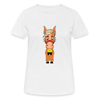 PFERD - PONY - POKAL - Frauen T-Shirt atmungsaktiv - Weiß - Vorne - AI Model Female 172 dark (172cm)