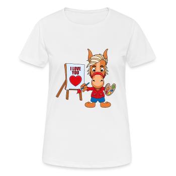 MALER - KÜNSTLER - KUNST - LIEBE - PFERD - PONY - Frauen T-Shirt atmungsaktiv - Weiß - Vorne - AI Model Female 172 dark (172cm)