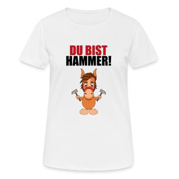 PFERD - PONY - PFERDE - DU BIST HAMMER! - Frauen T-Shirt atmungsaktiv - Weiß - Vorne - AI Model Female 172 dark (172cm)