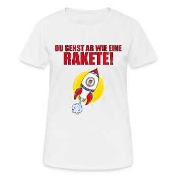 DU GEHST AB WIE EINE RAKETE! - PFERD - WELTALL - Frauen T-Shirt atmungsaktiv - Weiß - Vorne - AI Model Female 172 dark (172cm)