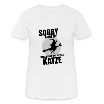 HALLOWEEN - MOND - HEXE - KATZE - HEXENBESEN - Frauen T-Shirt atmungsaktiv - Weiß - Vorne - AI Model Female 172 dark (172cm)