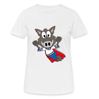WILDSCHWEIN - KEILER - SUPERHELD - TIER - KINDER - Frauen T-Shirt atmungsaktiv - Weiß - Vorne - AI Model Female 172 dark (172cm)