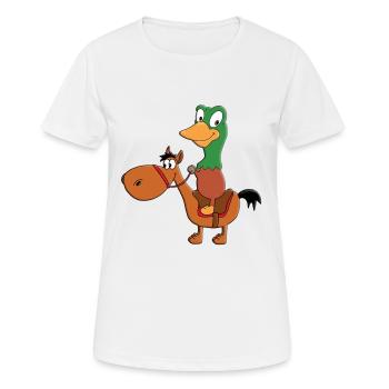REITEN - PFERD - PONY - ENTE - ERPEL - REITER - Frauen T-Shirt atmungsaktiv - Weiß - Vorne - AI Model Female 172 dark (172cm)
