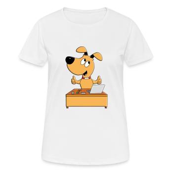HUND - SCHREIBTISCH - MITARBEITER - CHEF - JOB - Frauen T-Shirt atmungsaktiv - Weiß - Vorne - AI Model Female 172 dark (172cm)