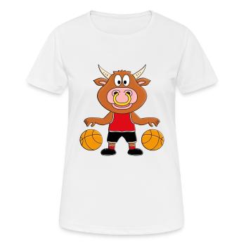BASKETBALL - BULLE - STIER - RIND - KUH - SPORT - Frauen T-Shirt atmungsaktiv - Weiß - Vorne - AI Model Female 172 dark (172cm)