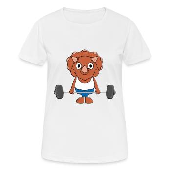 FITNESS - GEWICHTHEBER - FIT - SPORT - DINOSAURIER - Frauen T-Shirt atmungsaktiv - Weiß - Vorne - AI Model Female 172 dark (172cm)