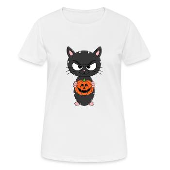 KÜRBIS - KATZE - KATER - HALLOWEEN - TIER - Frauen T-Shirt atmungsaktiv - Weiß - Vorne - AI Model Female 172 dark (172cm)